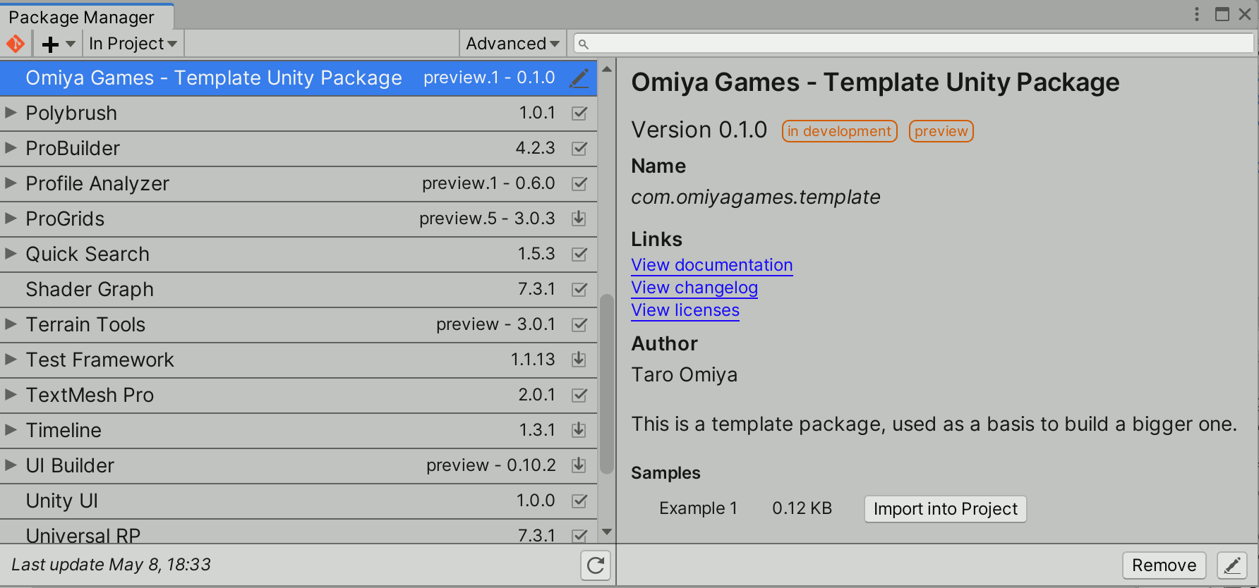 Template Unity Package 1922